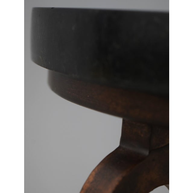 Stone Tessellated Marble Stone Top Iron Base Side Table For Sale - Image 7 of 13