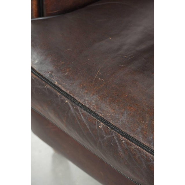 Club Chair in Dark Sheepskin Leather For Sale - Image 11 of 14