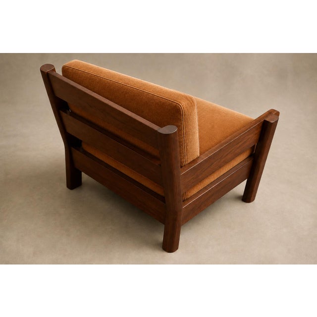 Brazilian Modern Armchair in Imbuia Wood and Cognac Velvet, Brazil, 1960s For Sale In New York - Image 6 of 18