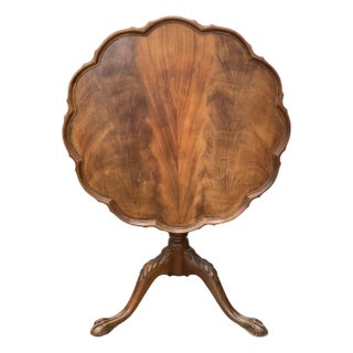 Vintage Tilted Piecrust Table Ball Claw Feet For Sale