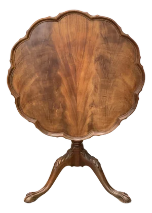 Vintage Tilted Scalloped Piecrust Table Ball Claw Feet