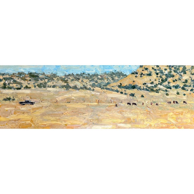Taking Care of Business by Clyde Steadman | Oil on panel Landscape with cattle and a truck. For Sale