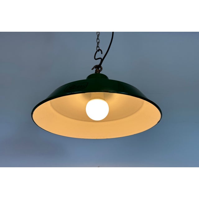 Industrial Green Enamel Factory Pendant Lamp from Revo, 1950s For Sale - Image 10 of 18