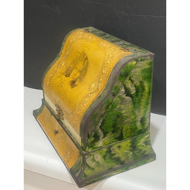 Wood Antique Celluloid Vanity Box With Portrait, Early 20th Century For Sale - Image 7 of 12