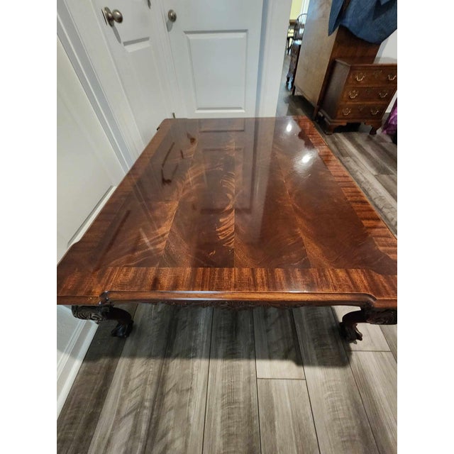 1980s Henredon Inlaid Wood Coffee Table With Ball and Claw Feet Chairish