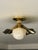 Metal Wavy Brass Flush Mount Light With Alabaster Globe For Sale - Image 7 of 13