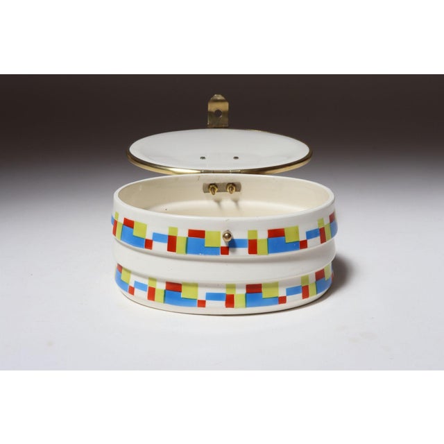German Art Deco Ceramic and Brass Biscuit Tin With Geometric Motif For Sale In New York - Image 6 of 18
