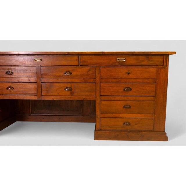 Vintage Wood Sideboard with 16 Drawers For Sale - Image 9 of 15