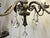 Metal Antique Five-Arm Metal, Black Glass and Crystal Chandelier For Sale - Image 7 of 15