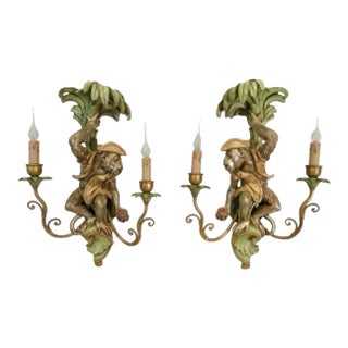 Vintage Monkey Wall Sconces - a Pair For Sale