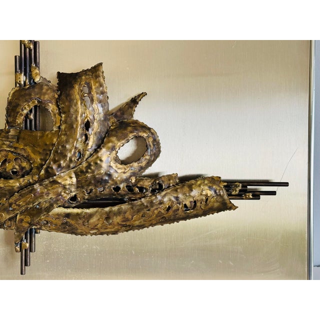 Vintage 1970s Brutalist Metal Wall Hanging For Sale In Boston - Image 6 of 9
