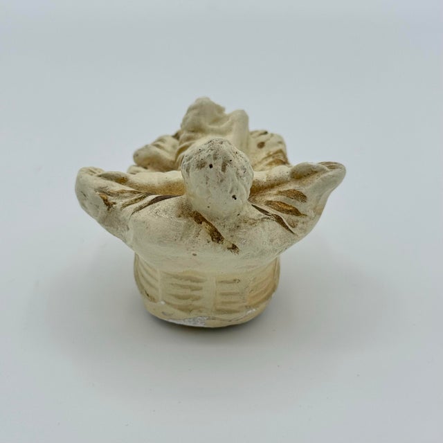 Farmhouse Vintage Composition Nativity Baby Jesus in Manger – Primitive European Christmas Décor For Sale - Image 3 of 5