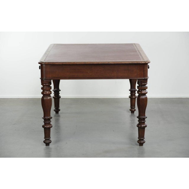 Antique English Writing Desk with Red Leather Top, Early 19th Century For Sale - Image 4 of 13
