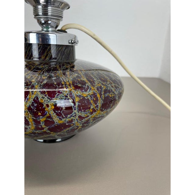 Red Art Deco Ikora Table Lamp in Glass attributed to Karl Wiedmann for WMF, Germany 1950s For Sale - Image 8 of 18