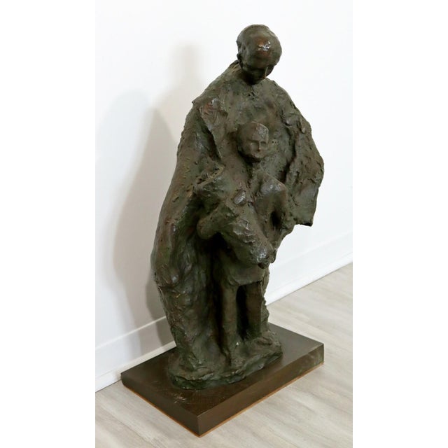Mid 20th Century Mid Century Modern Father With Son Holding the Torah Bronze Sculpture For Sale - Image 5 of 8