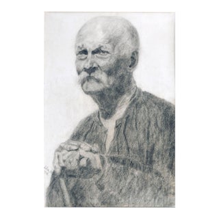 William Clothier Watts Portrait of a Gentleman Realism Charcoal on Paper 1956 For Sale
