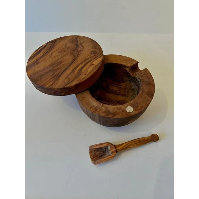 Spice or Salt Cellar with Spoon and Attached Sliding Lid For Sale - Image 9 of 10