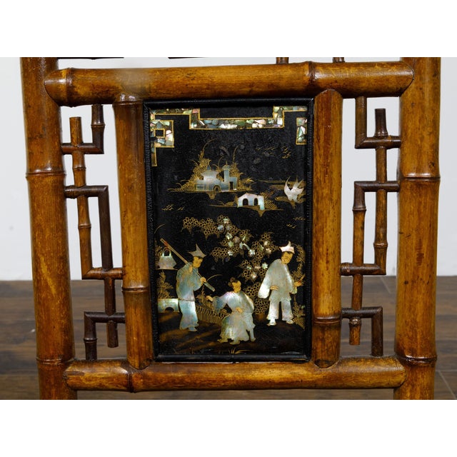 Small Signed Perret et Vibert Late 19th Century Chinoiserie Bamboo Chair For Sale - Image 4 of 12