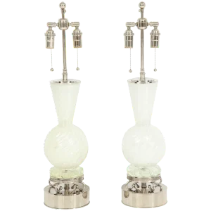 1950s Barovier and Toso Pearlized Murano Lamps - a Pair