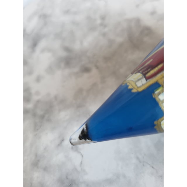 Metal Hand-Painted Li Bien Angel Ornament With Gold & Blue Accents in Gift Box For Sale - Image 7 of 11