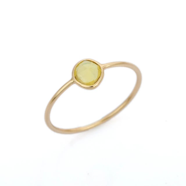 Minimalism Everyday Wear Yellow Sapphire Midi Ring Size 7 For Sale - Image 3 of 8
