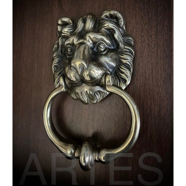 Antique English Brass Lion Head Door Knocker For Sale - Image 11 of 11