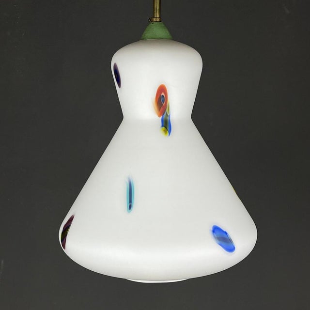Mid-Century Italian Opaline Murano Glass Pendant Lamp by Stilnovo, 1950s For Sale - Image 6 of 14
