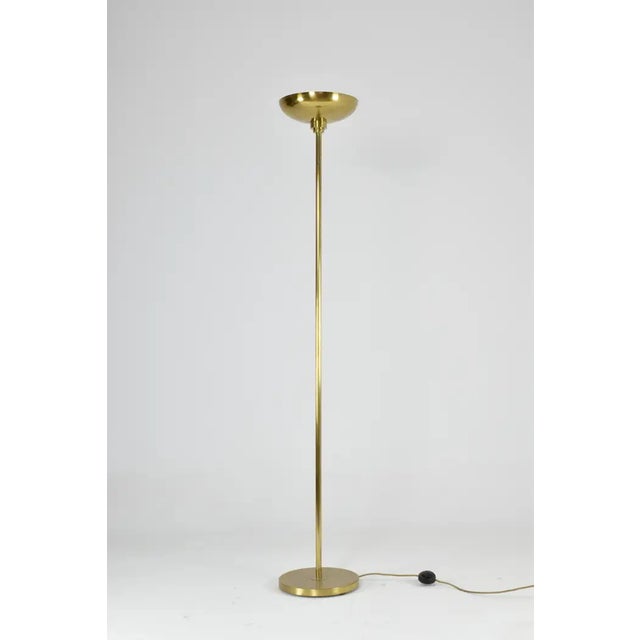 French Vintage Brass Uplight Floor Lamp — 1970s For Sale - Image 6 of 7
