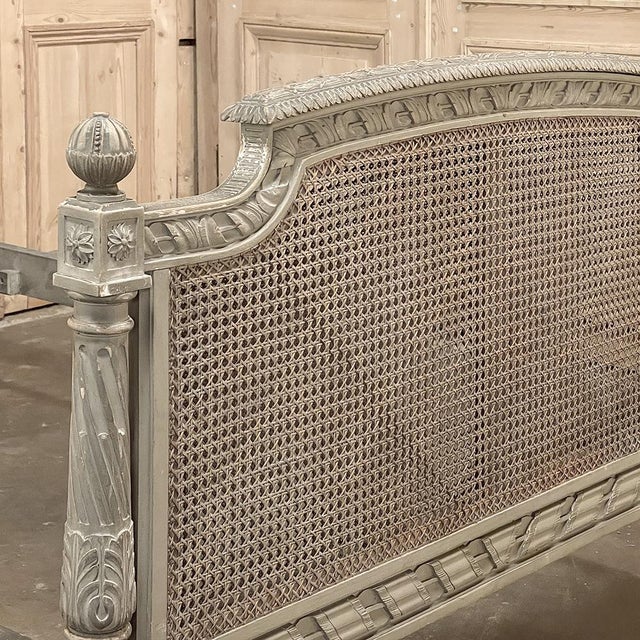 19th Century French Louis XVI Painted Cane Bed by Hopilliart & Leroy of Paris For Sale - Image 10 of 18