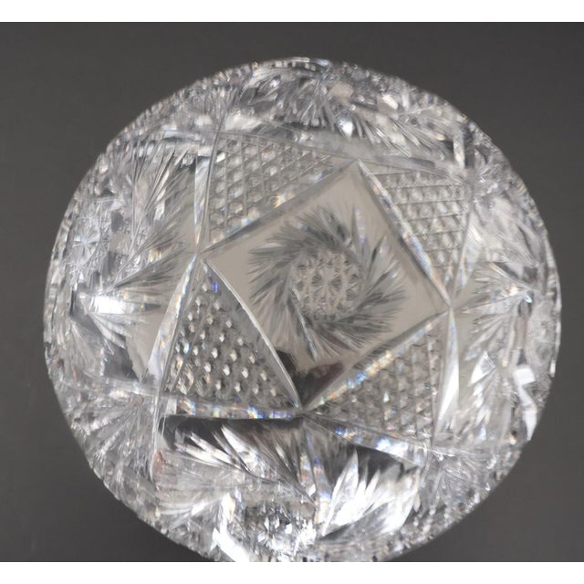 Transparent American Brilliant Period Cut Crystal Bowl – 9" – Hobstar, Pinwheel & Fan Pattern For Sale - Image 8 of 10