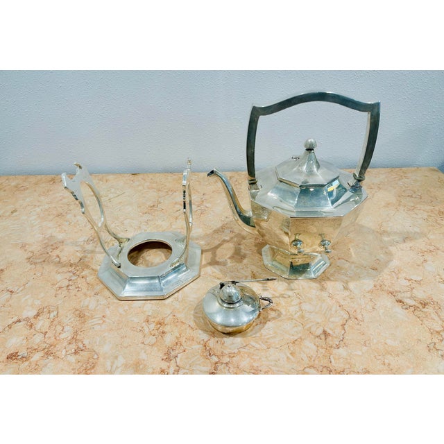 Metal Early 20th Century Wilcox Silver Plate Co. Tilting Coffee Pot on Stand For Sale - Image 7 of 12