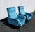 Italian 1960s pair of reclining chairs. Chairs are refurbished and reupholstered in blue velvet, manual mechanism is...