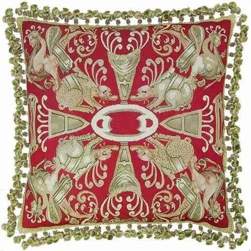 Item #: Overall measurements (inches) 24H x 24W x 4D. This glorious new square Aubusson throw pillow is beautifully...