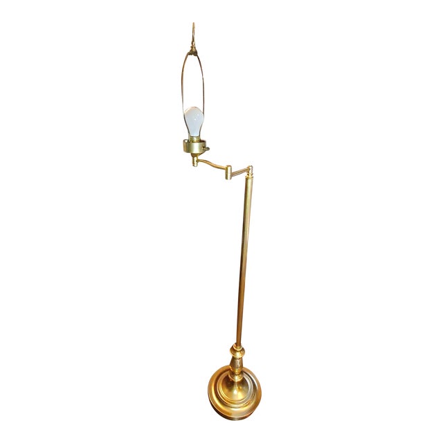 Vintage Brass Swing Arm Floor Lamp | Chairish