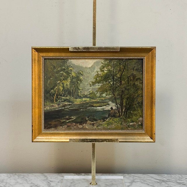 Framed Oil Painting on Panel by Laurent Souky (1914–2005), 'Au Bord Du Lesse' For Sale In Dallas - Image 6 of 18