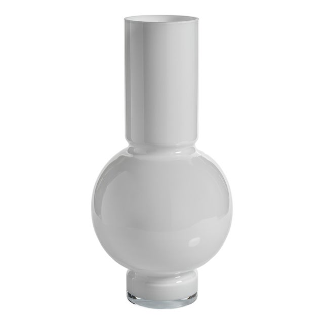 Chaumont Glass Vase, White Opal For Sale