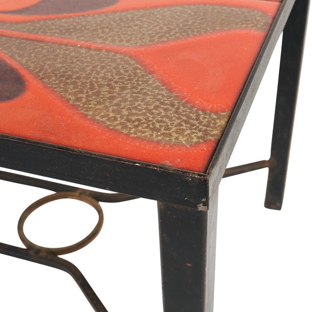Schumacher 1960s French Schumacher Vallauris Iron Coffee Table with Red Tile Top For Sale - Image 4 of 5