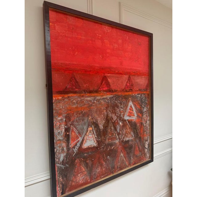 Textile Manner of Peter Coviello, Large Red Abstract, Oil Painting For Sale - Image 7 of 14