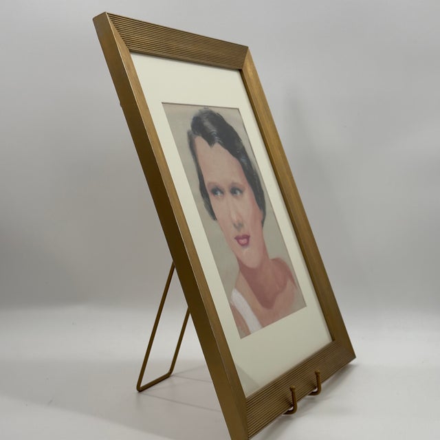 Drawing/Sketching Materials Vintage 1930s Original Pastel Bust Portrait of a Woman, Art Deco For Sale - Image 7 of 10