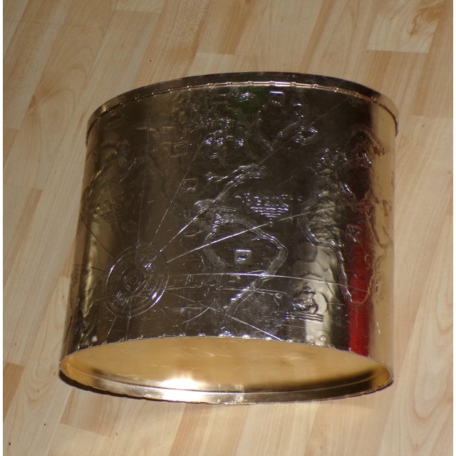 Vintage Arthur Armour Hammered Aluminum Mariners World Map Trash Can Wastebasket For Sale - Image 11 of 13