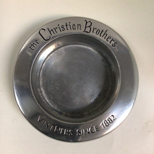 Vintage RWP Christian Brothers and Armetale Reggea Pewter Wine Bottle Coasters- A Pair For Sale - Image 10 of 12