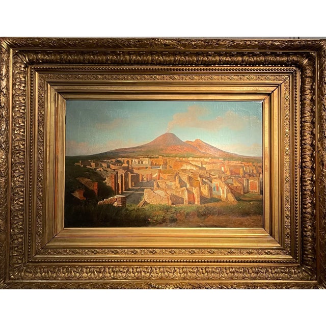 Alessandro La Volpe, View of Pompeii, Oil on Canvas, 1800s, Framed For Sale - Image 9 of 9