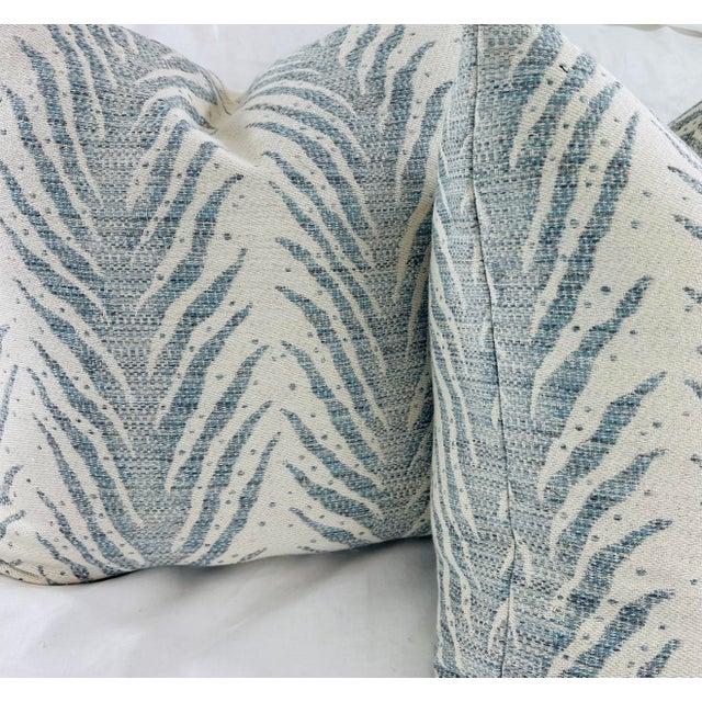 Transitional Schumacher “Creeping Fern” in Slumber Blue 22” Pillows-A Pair For Sale - Image 3 of 3