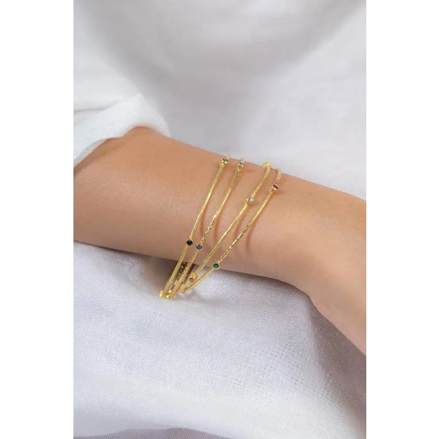 Black Diamond Bangle in 18k Solid Yellow Gold For Sale - Image 10 of 12