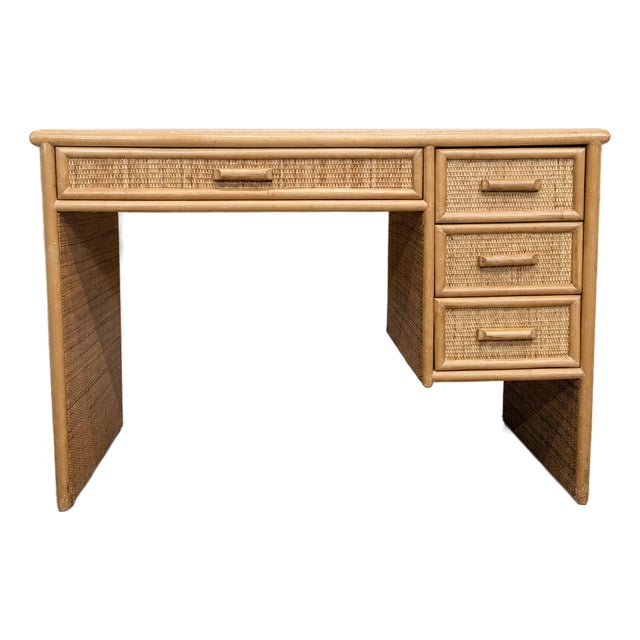 Vintage Bamboo and Rattan Desk, 1980s For Sale