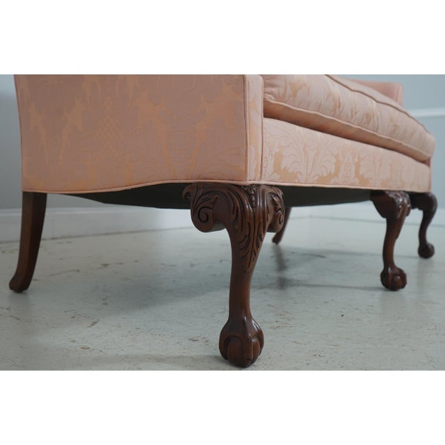 Peach Southwood Damask Upholstered Clawfoot Sofa For Sale - Image 8 of 18