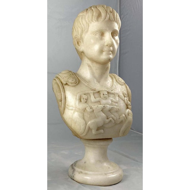 20th Century White Marble Bust of a Roman General For Sale - Image 3 of 13