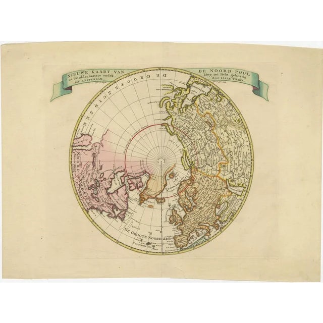 Antique map titled 'nieuwe kaart van de noord pool na de alderlaatste ontdekking int licht gebracht tot amsterdam door...
