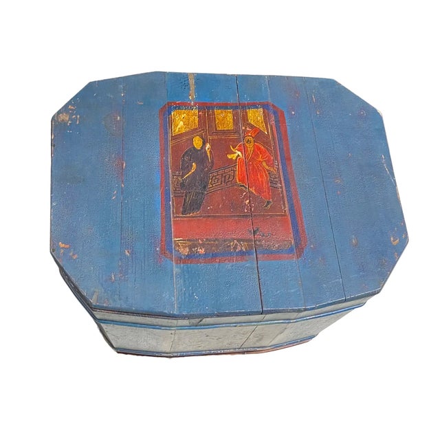 Large 19th Century Chinoiserie Painted Wood Trunk Box 21.25" W For Sale - Image 9 of 9