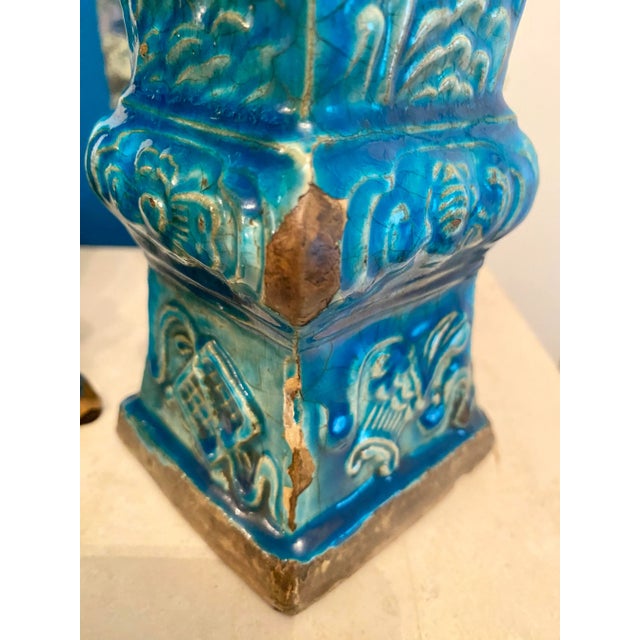 17th Century Ming Altar Gu Vases With Turquoise Glaze - a Pair For Sale - Image 9 of 12